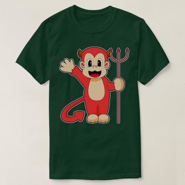 T-shirt Monkey Halloween Devil Trident (Design devant)