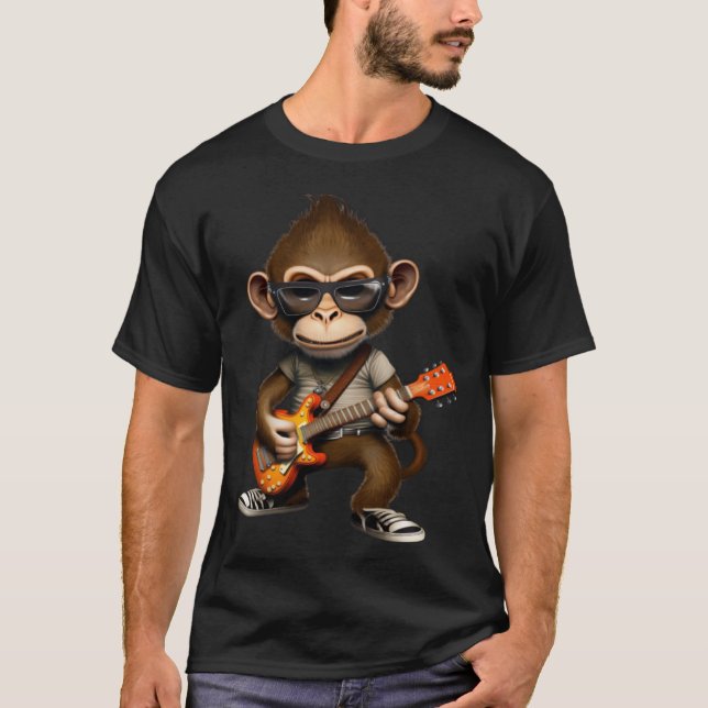T-shirt Monkey Playing Electric Guitar  Animal Monkey  Gui (Devant)