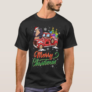 T-shirt Monkey Ride Camion Rouge Pajama Noël Noël Anima