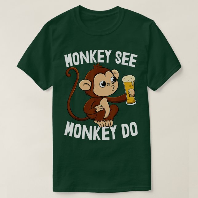 T-shirt Monkey see Monkey Do Funny Toddler Monkey Drinking (Design devant)