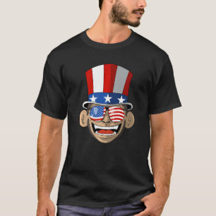T-shirt Monkey Us Patriotique Oncle Sam Juillet 4 America 