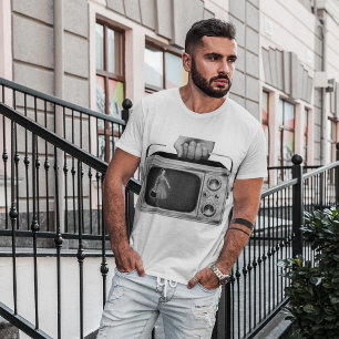 T-Shirt Monochrome Rétro Portable Television Mens