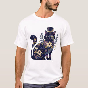 T-shirt Monocle Floral Chapeau Haut-de-Forme pour Chat Sop
