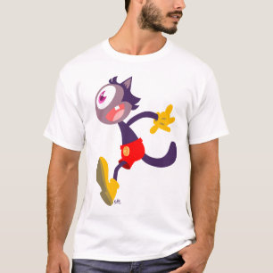 T-shirt monoculaire de bande dessinée de chat