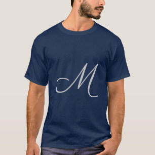 T-shirt Monogram Blue Modern Ajouter Votre Nom Initial