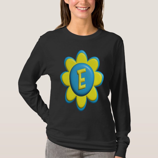 T-shirt Monogram E  Colorful Flower (Devant)