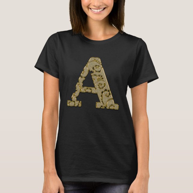 T-shirt Monogram Initial Letter A Gold 1 (Devant)