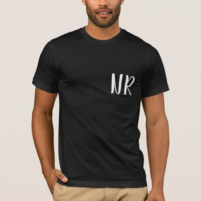 T-shirt Monogram Initials Modern Black Elegant Design (Devant)