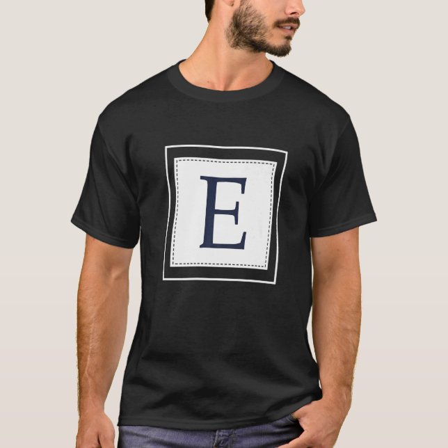 T-shirt Monogram Letter E Alphabet E Initial Navy Blue   (Devant)