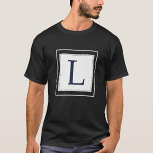 T-shirt Monogram Letter L Alphabet L Initial Navy Blue  