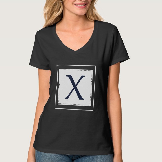 T-shirt Monogram Letter X Alphabet X Initial Navy Blue (Devant)