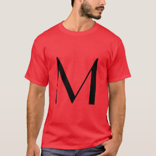 T-shirt Monogram Red Black Modern Ajouter Votre Nom Initia