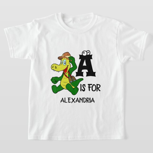 T-shirt Monogramme A personnalisé est pour Alligator drôle (Poser)