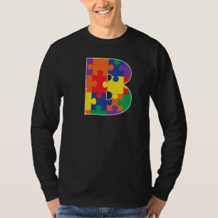 T-shirt Monogramme B en pièces de puzzle multicolores