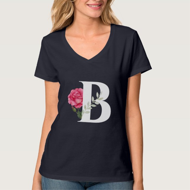 T-shirt Monogramme B en rose rose blanche et quitter (Devant)