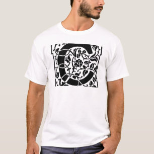 T-shirt Monogramme C initial. Nom floral Motif Customisé
