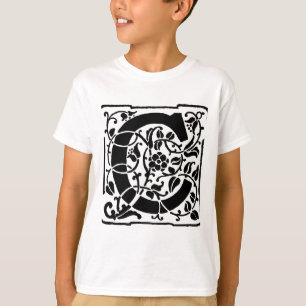 T-shirt Monogramme C initial. Nom floral Motif Customisé