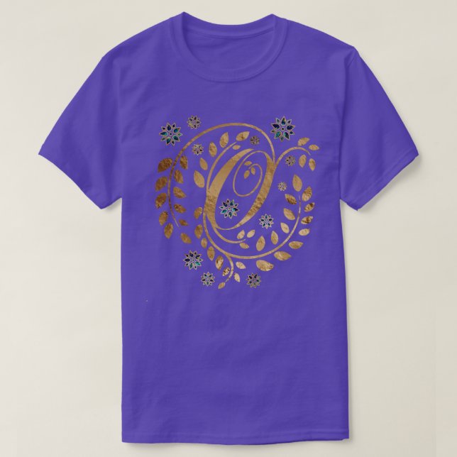 T-shirt Monogramme de calligraphie dorée de luxe avec lett (Design devant)
