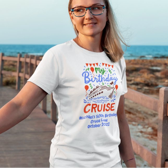T-shirt Monogramme de croisière d'anniversaire Embarquemen (Créateur téléchargé)