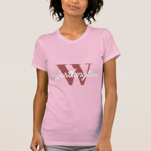 T-shirt Monogramme de fille et nom rose roux