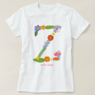 T-shirt Monogramme de fleurs lunaires personnalisées (Z)