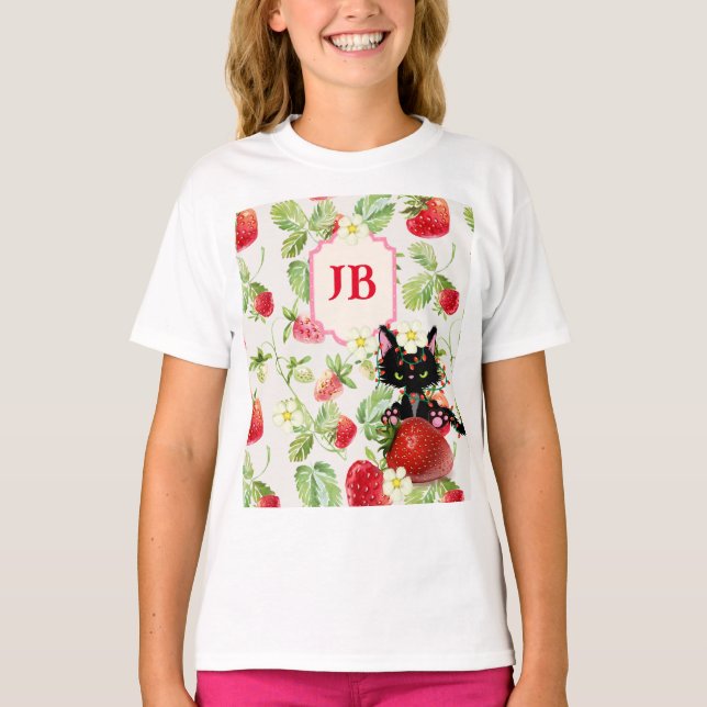 T-shirt Monogramme de fraise personnalisée (Devant)