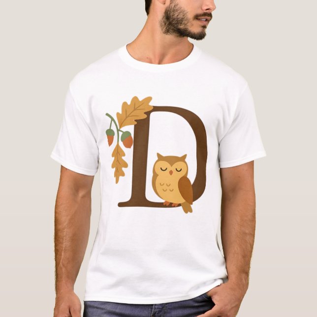 T-shirt Monogramme de lettre D d'alphabet d'automne � Hibo (Devant)