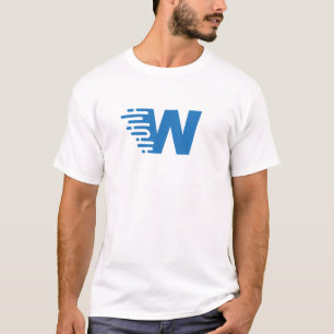 T-shirt Monogramme de lettre W moderne et minimal bleu