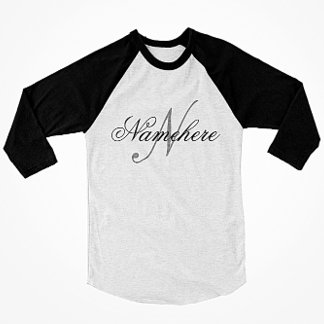T-shirt Monogramme de nom noir et blanc personnalisé uniqu