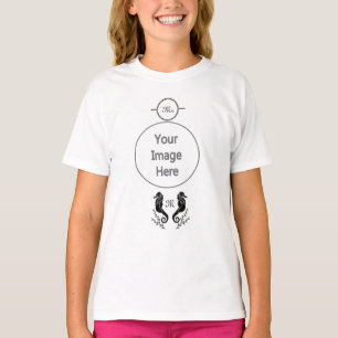 T-shirt Monogramme de silhouette de cheval de mer noir