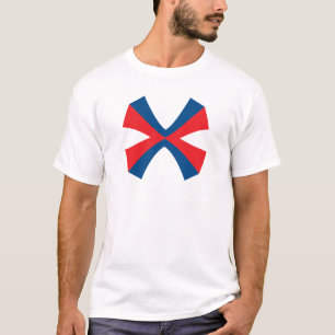 T-shirt Monogramme élégant de lettre X à trait rouge et bl
