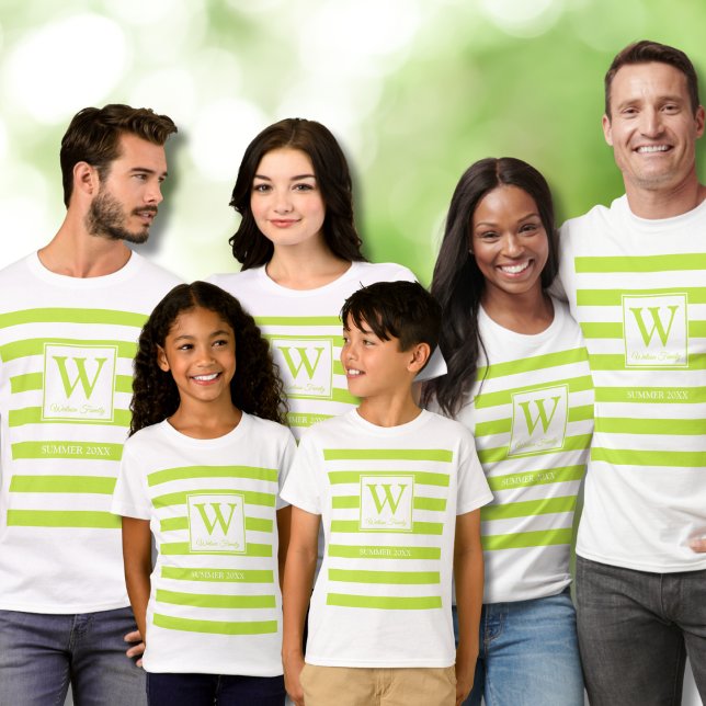 T-shirt Monogramme Famille d'été Ligne de réunion Vert ray (Créateur téléchargé)