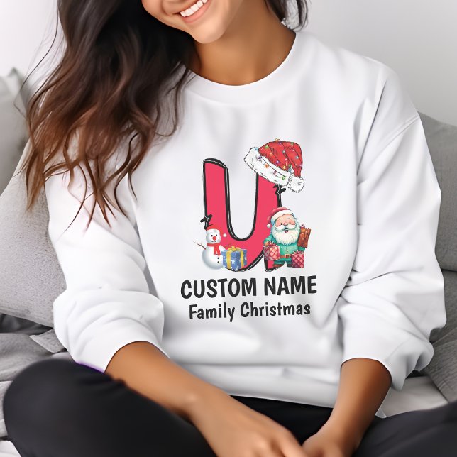 T-shirt Monogramme Famille Noël Personnalisez Avec Nom (Créateur téléchargé)