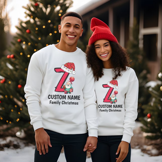 T-shirt Monogramme Famille Noël Personnalisez Avec Nom (Créateur téléchargé)