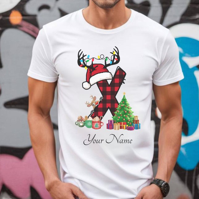 T-shirt Monogramme Famille Noël Personnalisez Avec Nom (Créateur téléchargé)