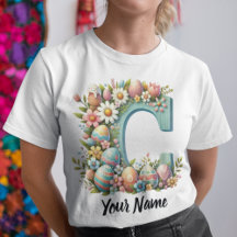 Monogramme floral personnalisé de Pâques avec nom