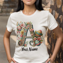 Monogramme floral personnalisé de Pâques avec nom