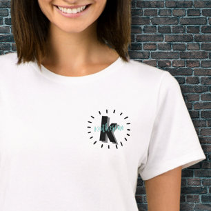 T-shirt Monogramme Initial de Nom Simple Moderne