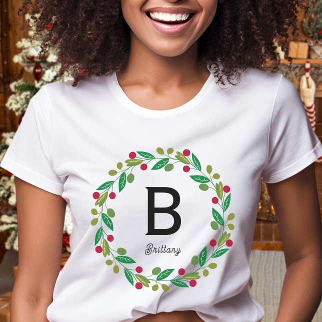 T-shirt Monogramme initial - Fêtes de famille des femmes (Créateur téléchargé)