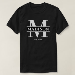 T-shirt Monogramme initial Nom de famille Personnalisé noi