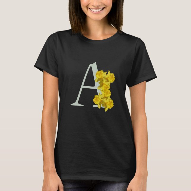 T-shirt Monogramme initiale A jonquille  (Devant)