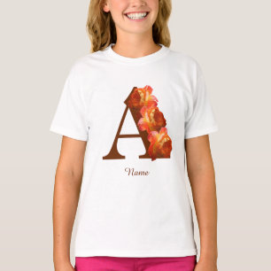 T-shirt Monogramme initiale A personnalisé Rose orange