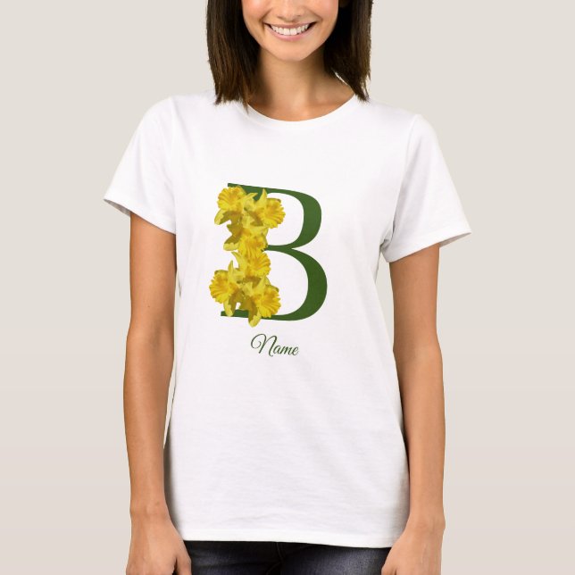 T-shirt Monogramme Initiale B Narcisse Personnalisé (Devant)