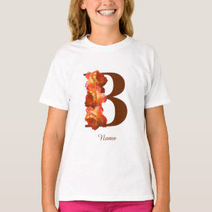 T-shirt Monogramme Initiale B Personnalisé Rose Orange