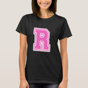 T-shirt Monogramme initiale de lettre rose R pour prénom n