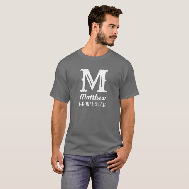 T-shirt Monogramme initiale du nom Mariage Grey des garçon (Devant entier)