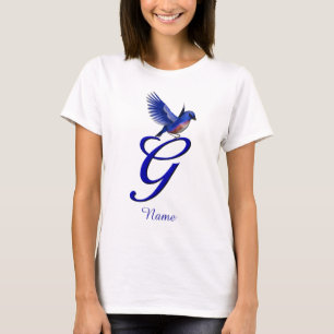 T-shirt Monogramme Initiale G Élégant Personnalisé Bluebir