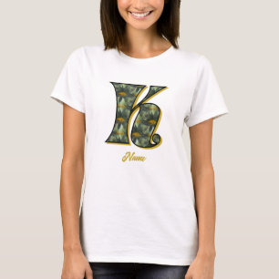 T-shirt Monogramme Initiale K Art de Fleur de Marguerite P