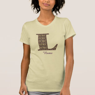 T-shirt Monogramme Initiale L Floral Vintage Personnalisé