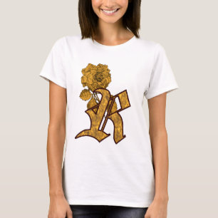 T-shirt Monogramme Initiale R Élégante Fleur de Pivoine en